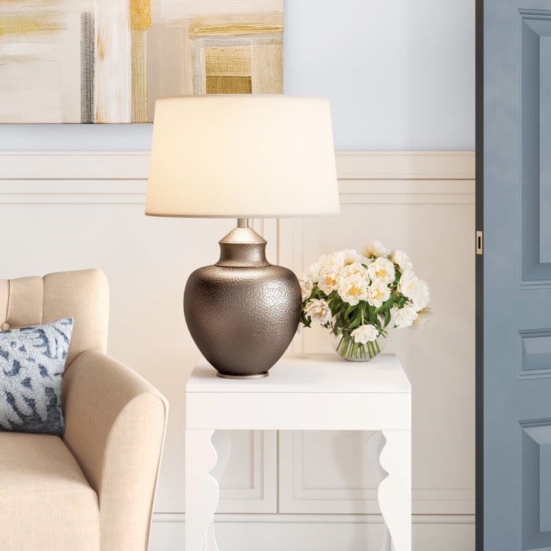Textured 27.75" Gilded Pewter Table Lamp