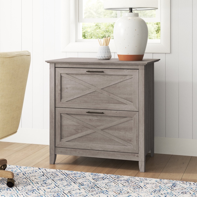 2 Drawer Lateral File Cabinet with X Pattern