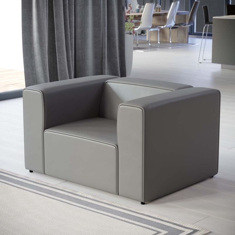 Vegan Leather Armchair with Dense Foam Padding