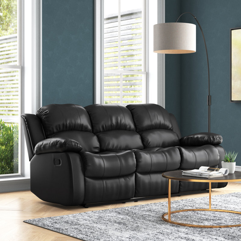 Vegan Leather Curved Recliner Sofa