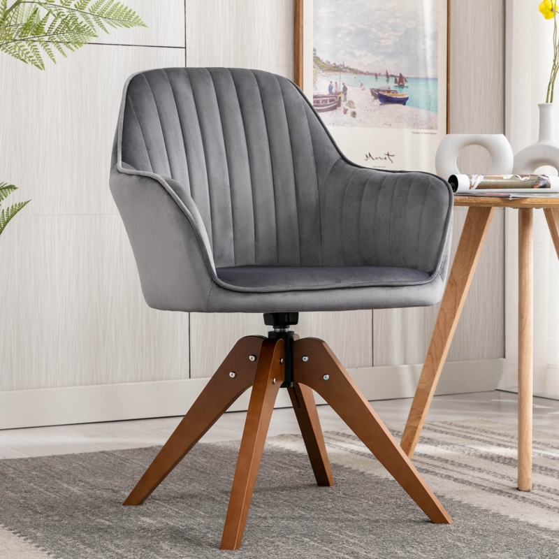 Velvet Upholstered Swivel Dining Chair