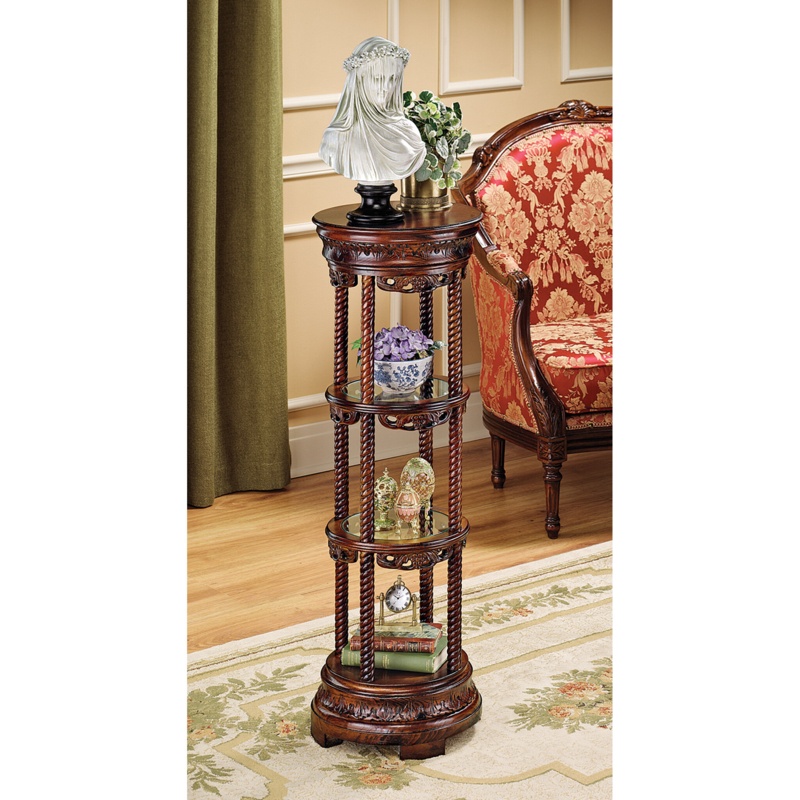 Venice Round Etagere Mahogany Plant Stand