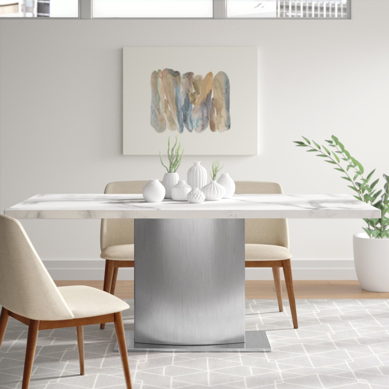Venilale 72'' Genuine Marble Pedestal Dining Table