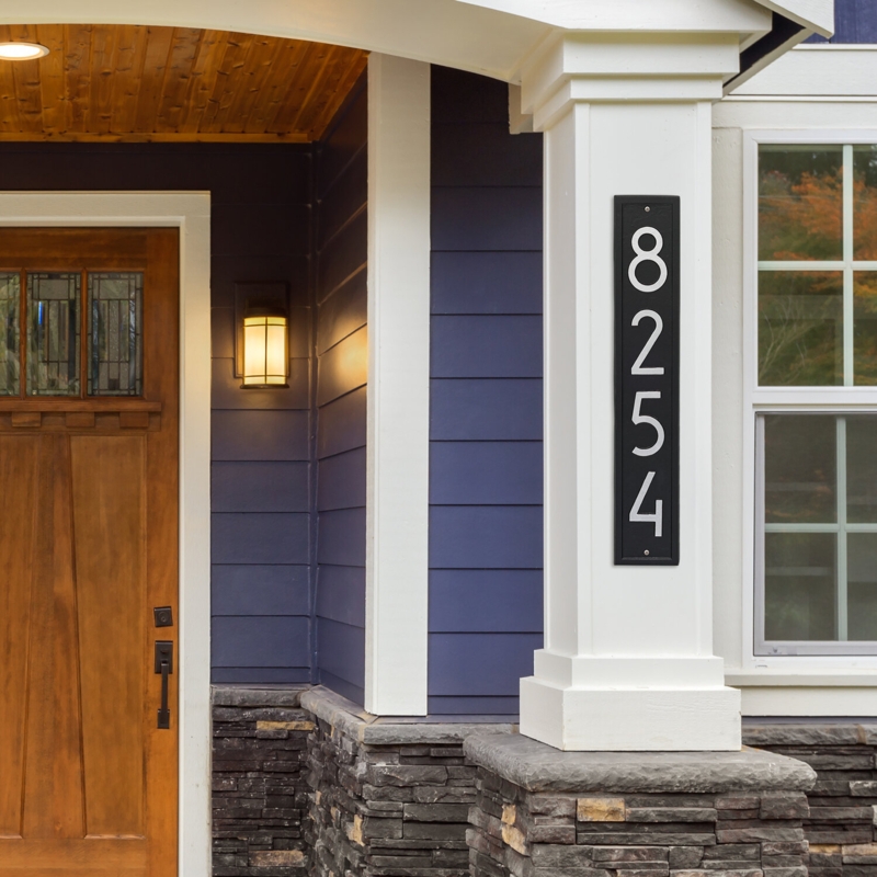 Modern Vertical Personalized 4-Line Wall Address Plaque