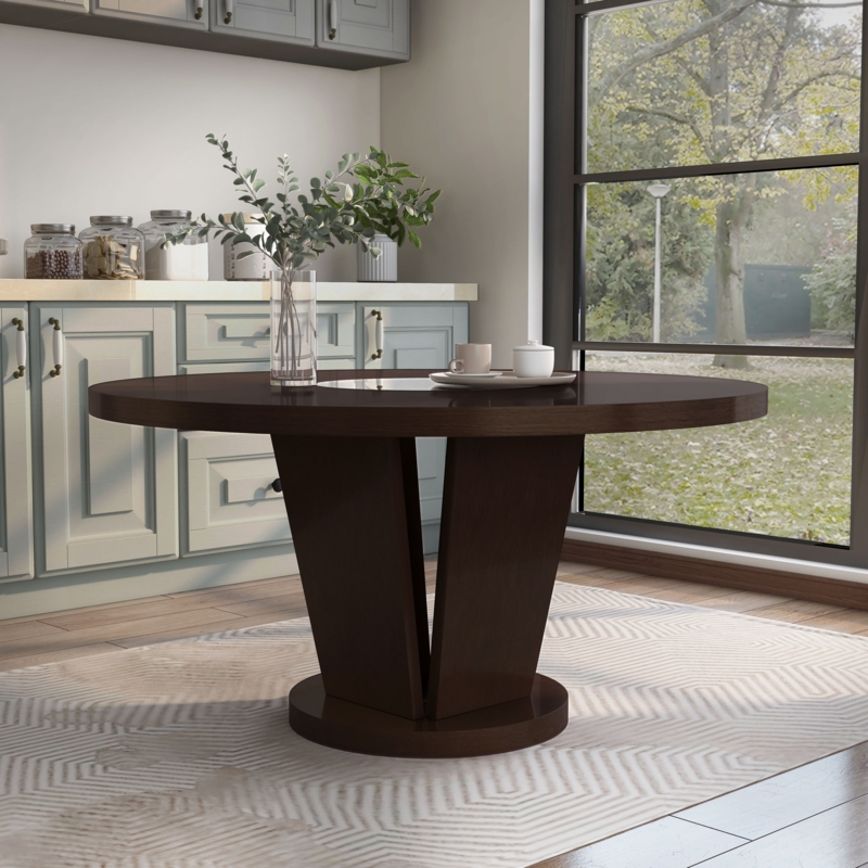 Expansive Round Dining Table with Lazy Susan