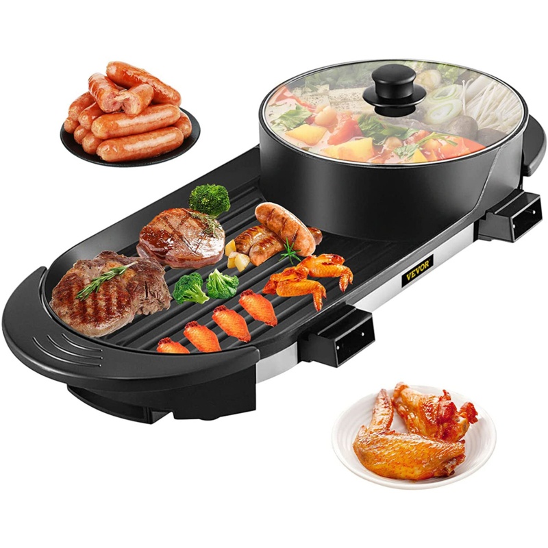 VEVOR 26.4" W x 11" D Portable Indoor/Outdoor Use 2 - Burner Countertop Electric Grill