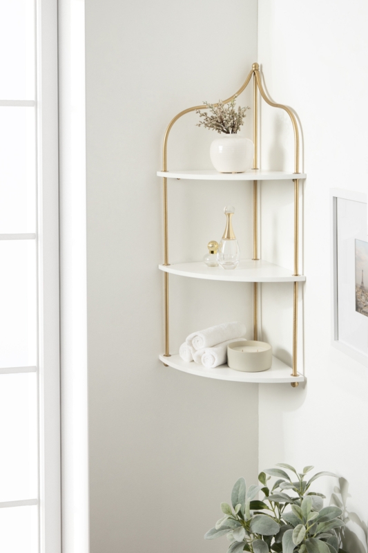 Glam Corner Shelf with Triangular Shelves