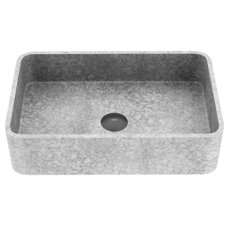 VIGO 12.81'' Gray Concrete Rectangular Vessel Bathroom Sink