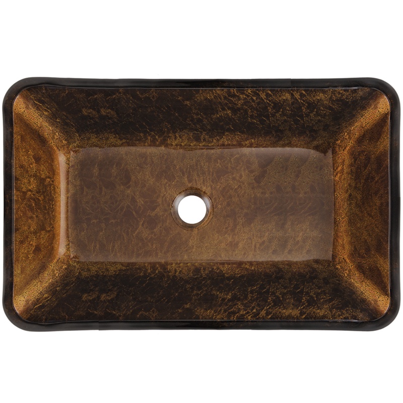 VIGO 14.5'' Russet Tempered Glass Rectangular Vessel Bathroom Sink
