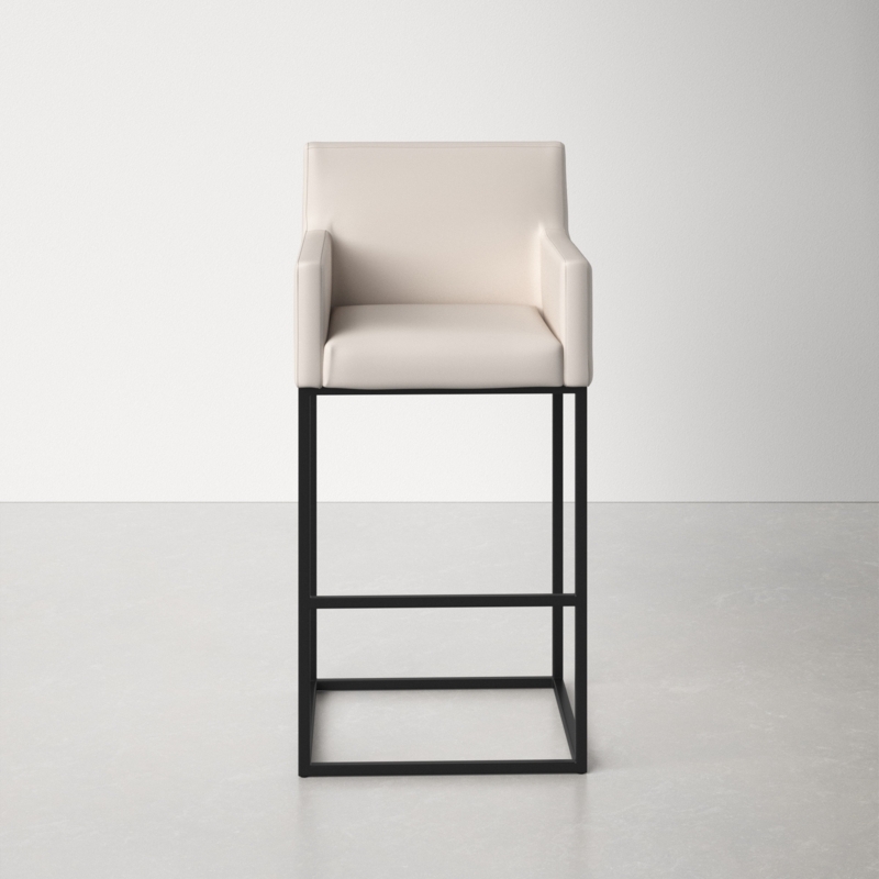 Sleek Genuine Leather Bar Stool