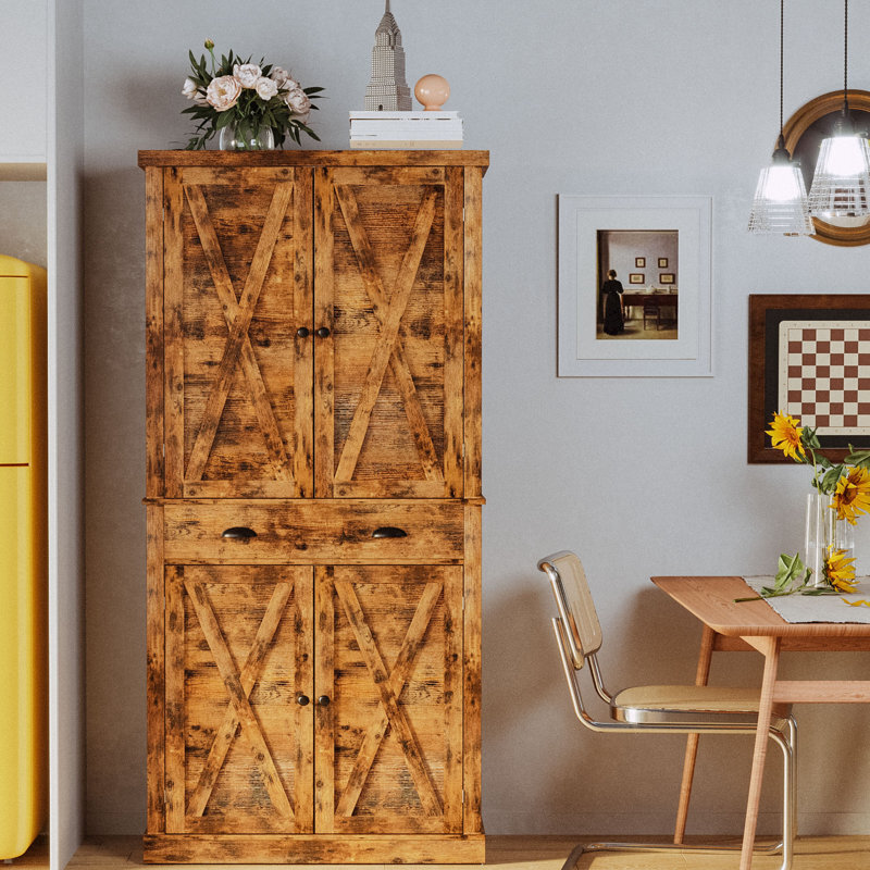 Vintage Brown Solid Wood Kitchen Pantry