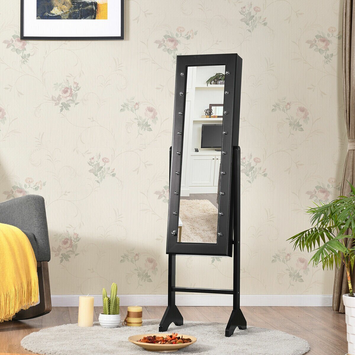 Vintage Hollywood Inspired Light Up Stand Up Mirror Jewelry Box