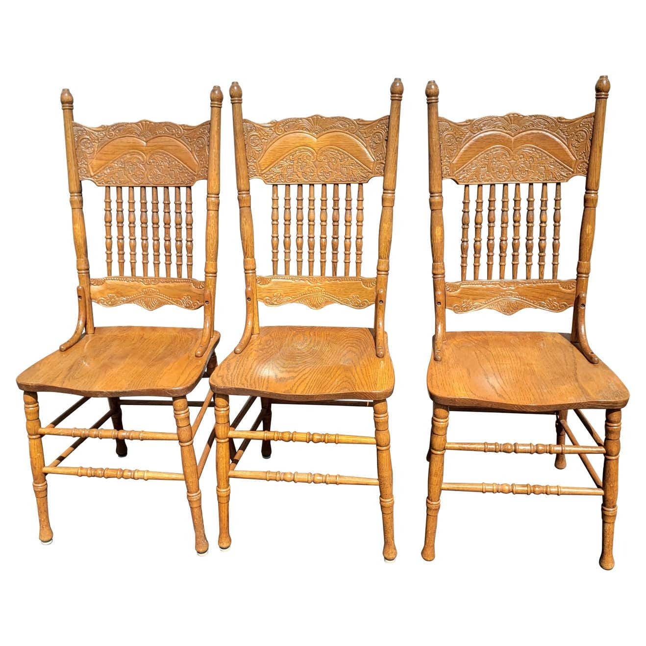 Oak Pressed Back Chairs