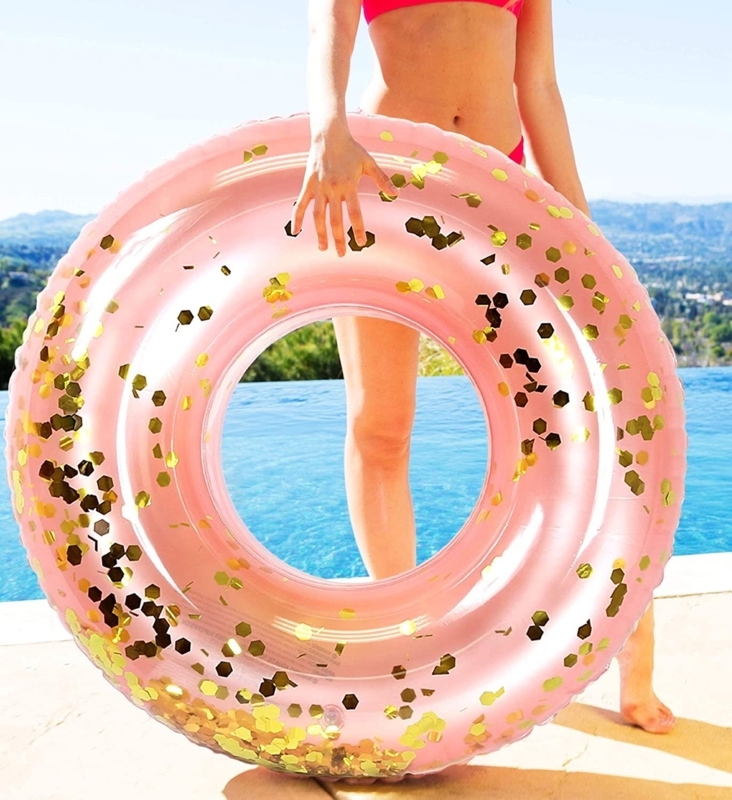 Rose Gold Tube Float with Sparkling Confetti