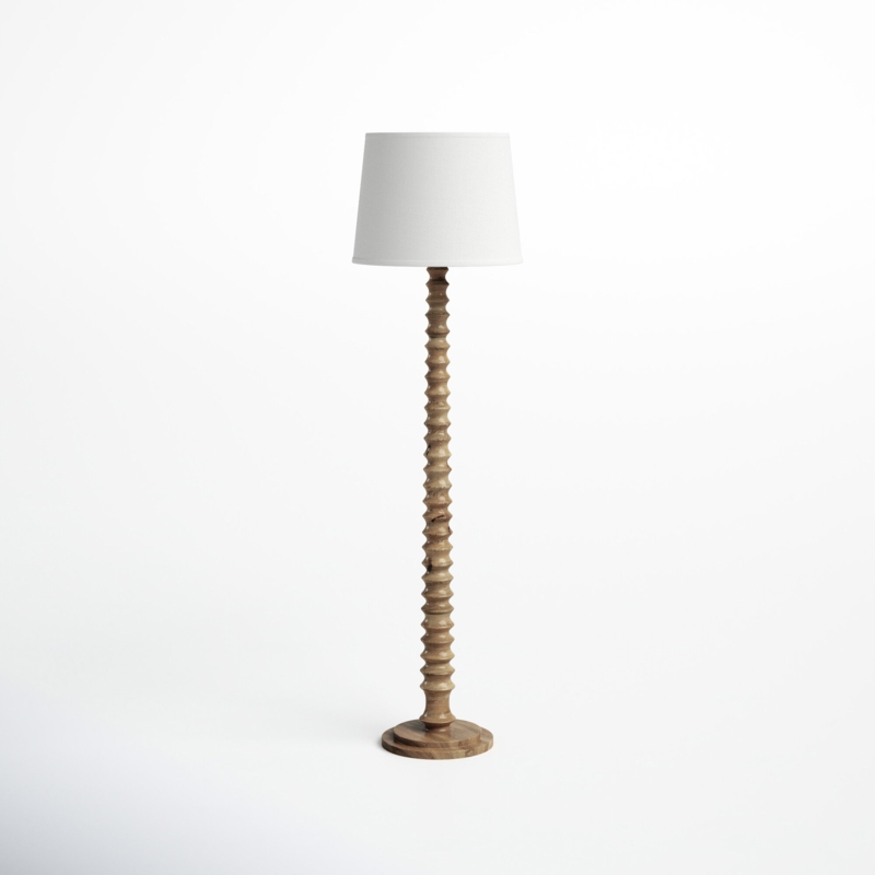 Hand-Carved Mango Wood Floor Lamp