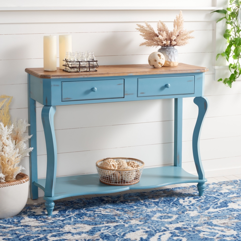 Classic-Contemporary Console with Oak-Finish Top
