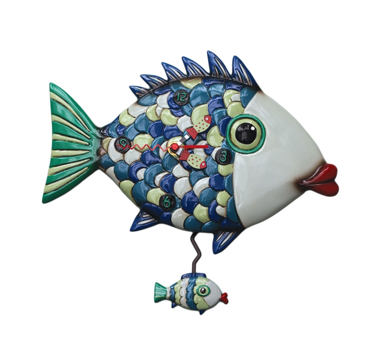 Whimsical Fish Wall Clock with Pendulum