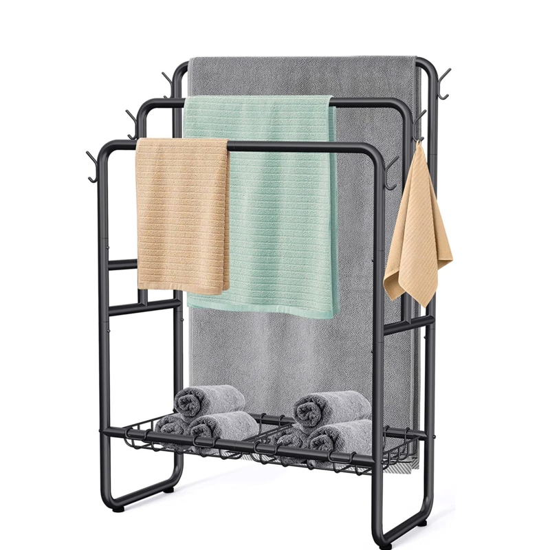 Space-Saving Towel Rack with Storage