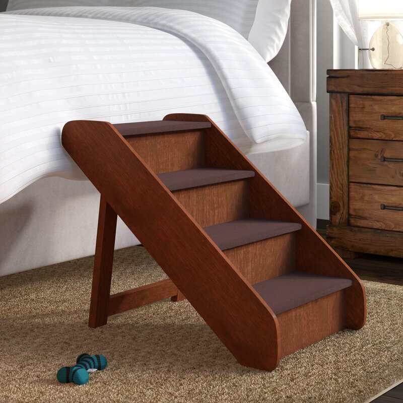 Walnut Colored Wide Dog Steps