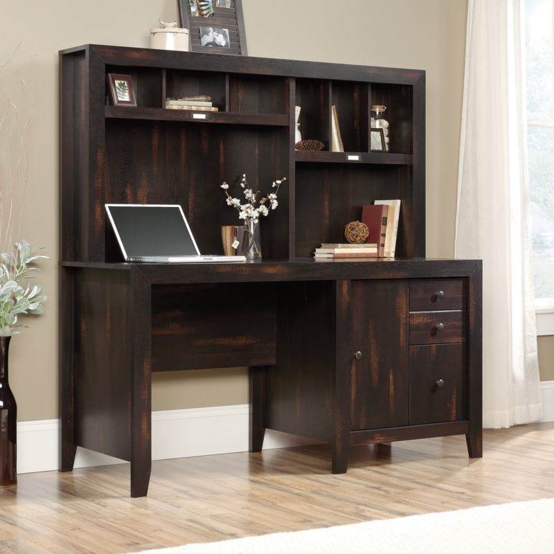 Rustic Office Desk with Hutch and Storage