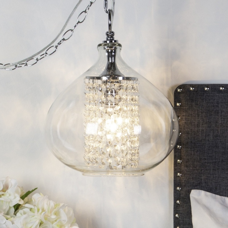 Warleigh 1 - Light Unique/Statement Teardrop Pendant with Crystal Accents