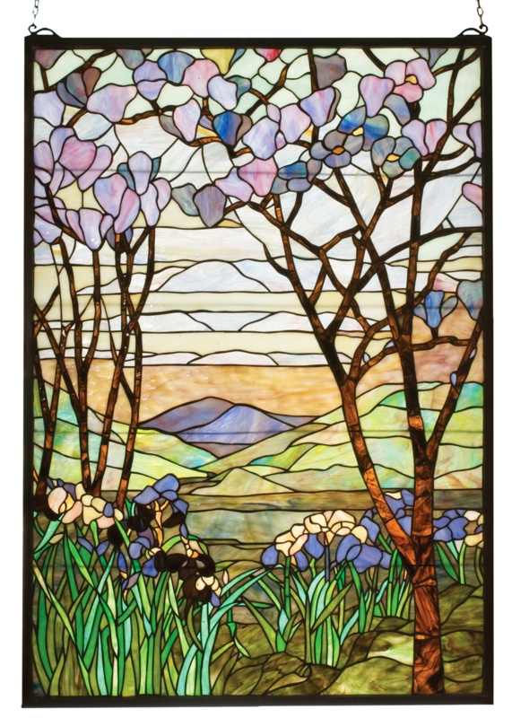 Weissman Tiffany Magnolia and Iris Stained Glass Window