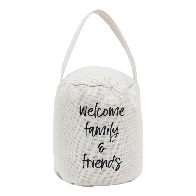 Welcome Family & Friends Fabric Weighted Floor Stop