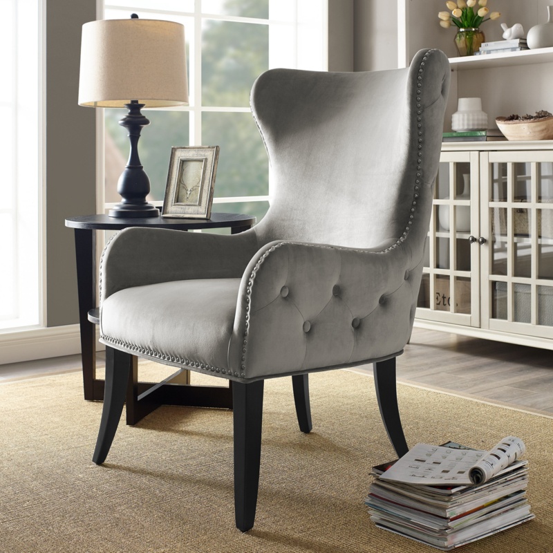 Welliver 27" Wide Tufted Polyester Wingback Chair