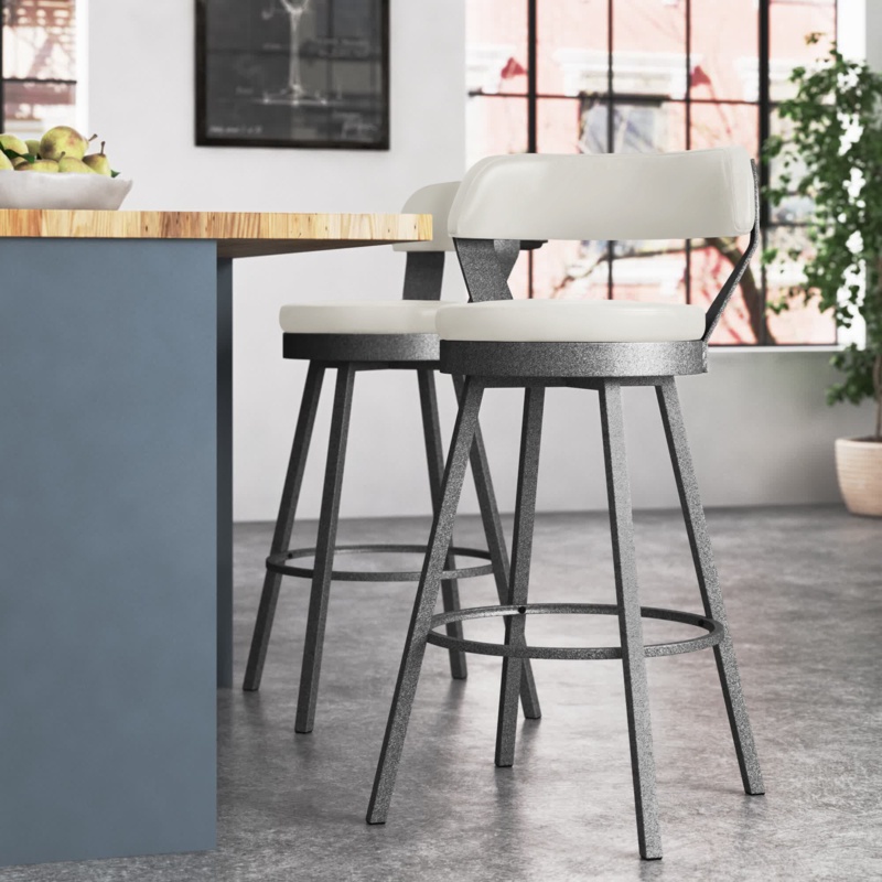 Set of Two Swivel Stools with Low Back Cutout