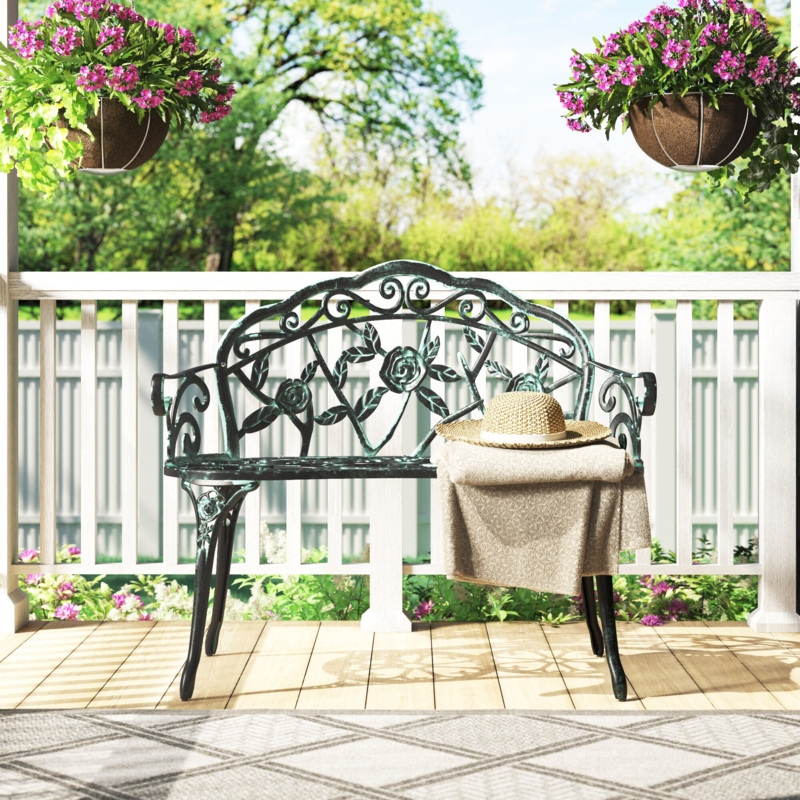 Floral Openwork Garden Bench