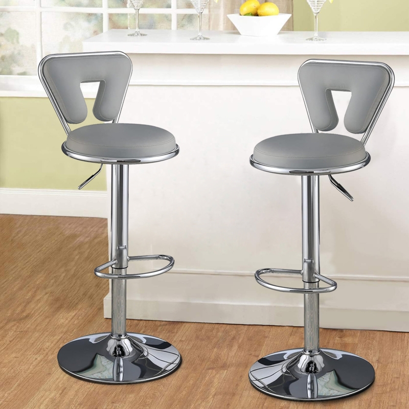 Swivel Bar Stool with PU Leather and Chrome Base