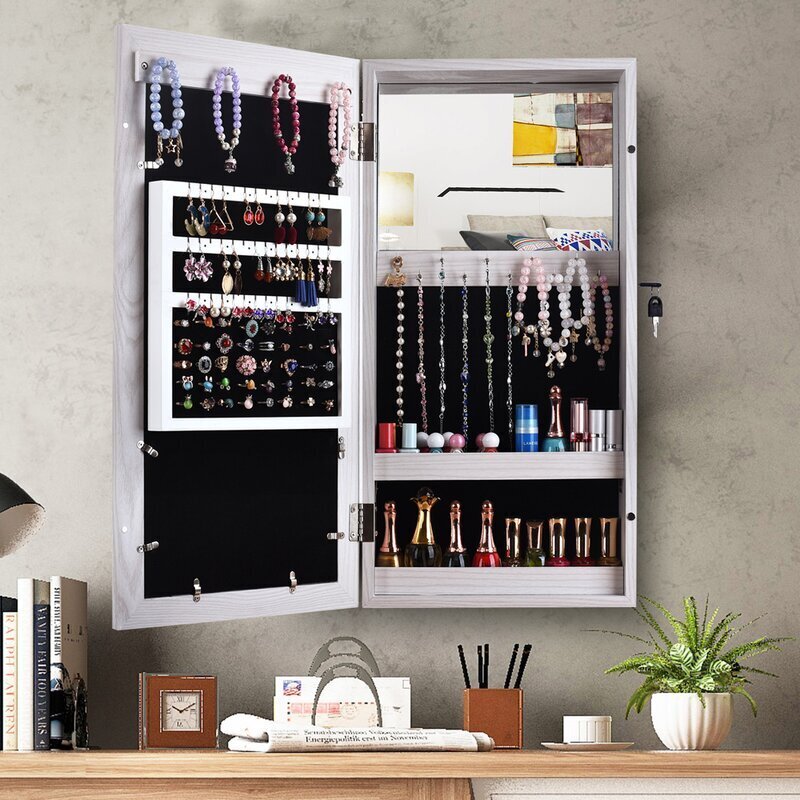 White wall mounted jewelry organizer