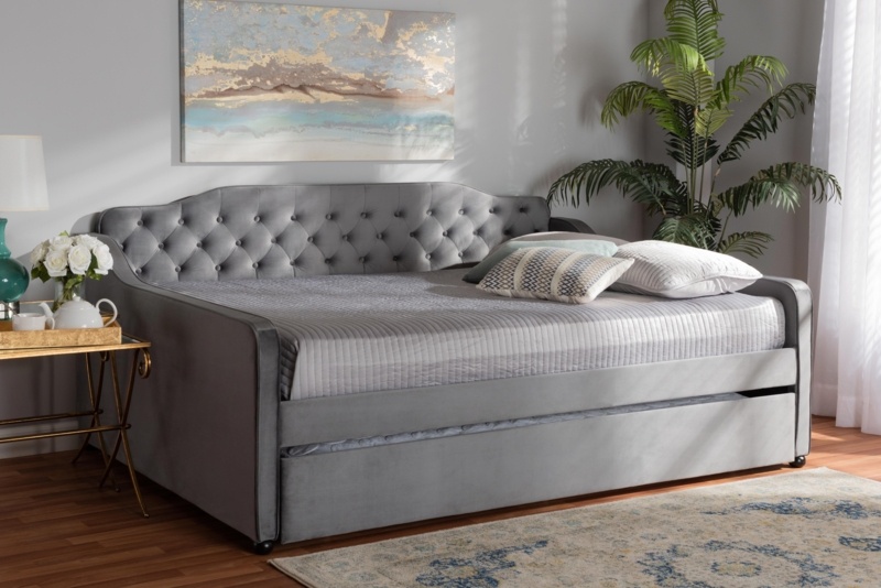 Velvet Daybed with Pull-Out Trundle