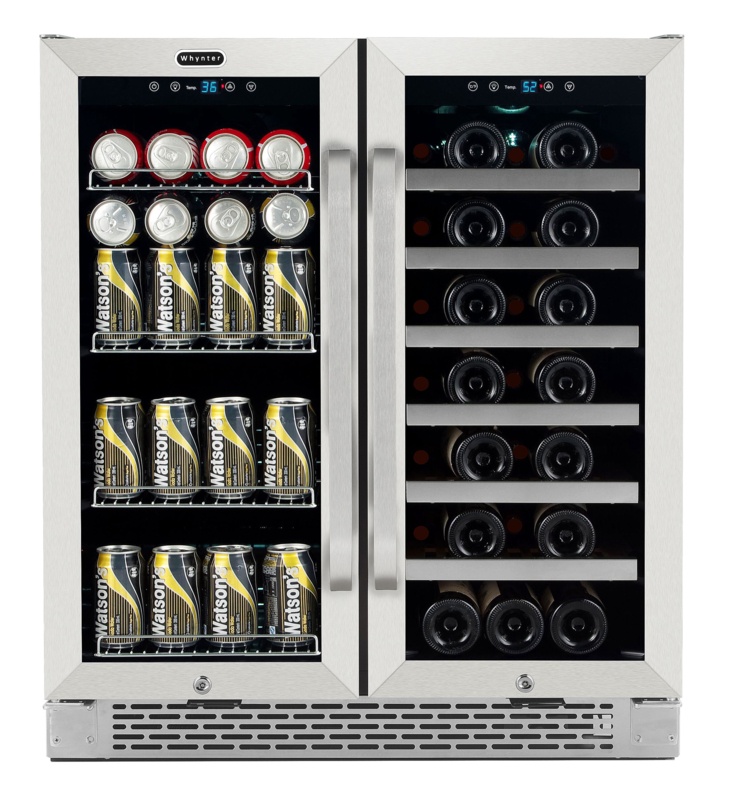 Whynter 30'' width 33 Bottle and 88 Can Dual Zone Built-In Wine & Beverage Refrigerator