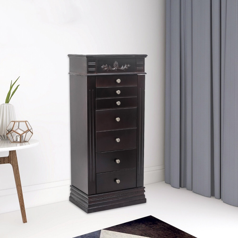 Elegant Standing Jewelry Armoire Cabinet