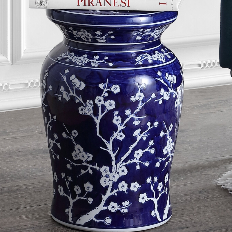 Deep Blue Ceramic Garden Stool