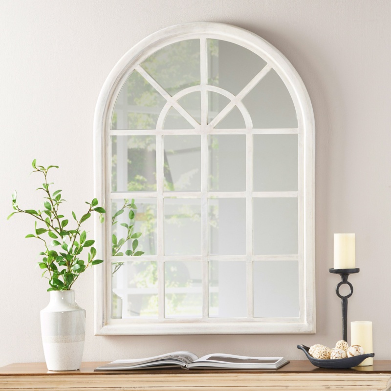 Window Pane Solid Wood Wall Mirror