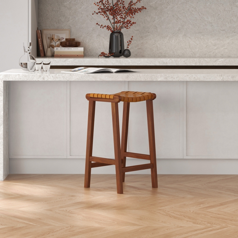 Mid-Century Modern Counter Stool in Brown