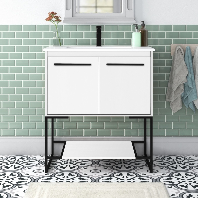 Wittig 30'' Free-standing Single Bathroom Vanity with Resin Vanity Top