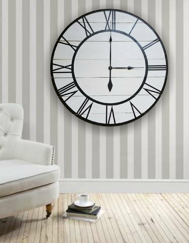 Farmhouse Wall Clock with Wood Slats
