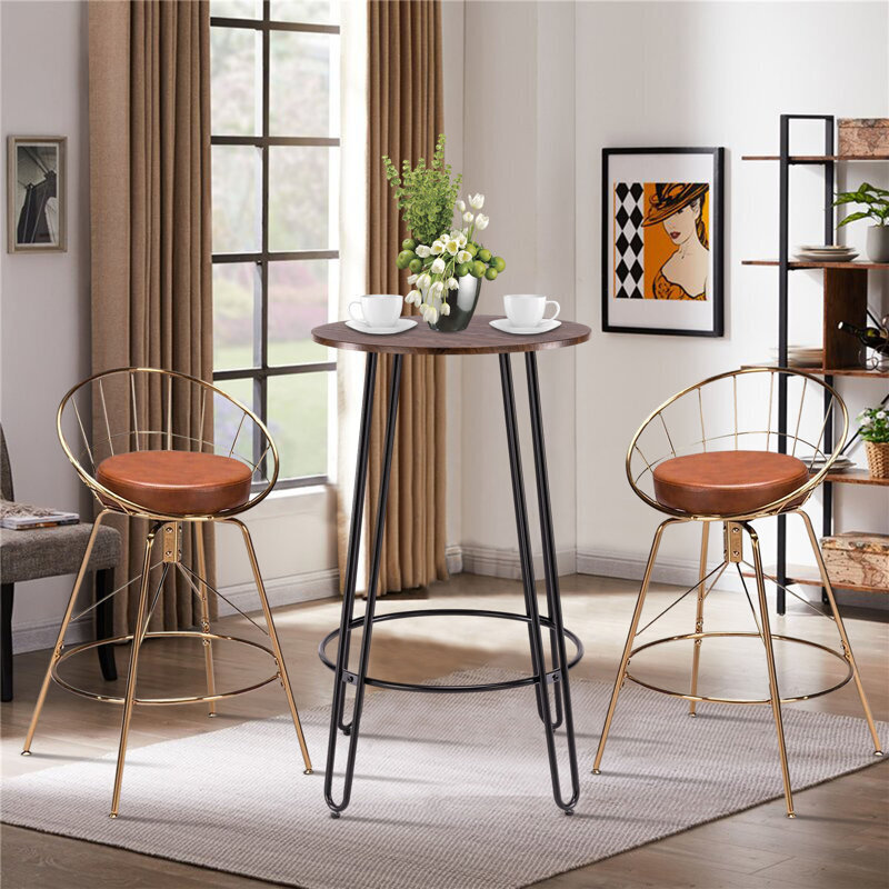 Wood and steel high top round table