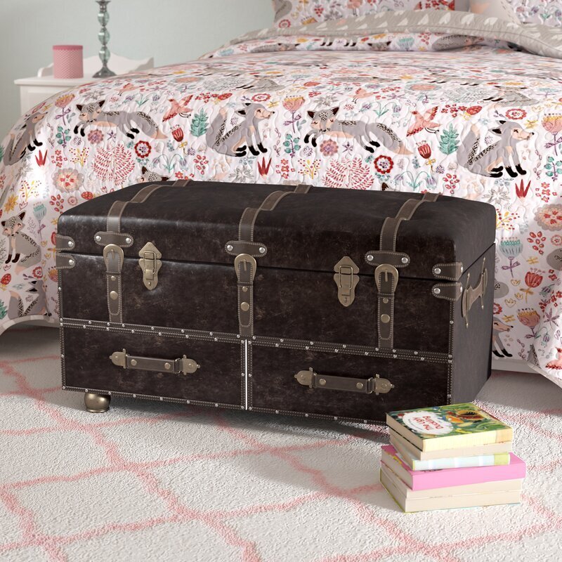 Wood frame vintage trunk