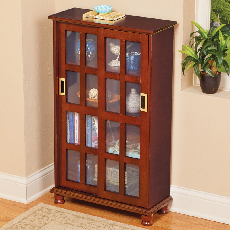 Wood Sliding Door Media Display Multimedia Media Cabinet