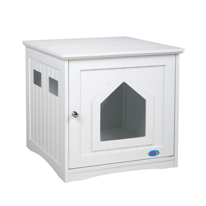 Wooden Cat Home Enclosure W/Pentagonal Hole 4 Vents
