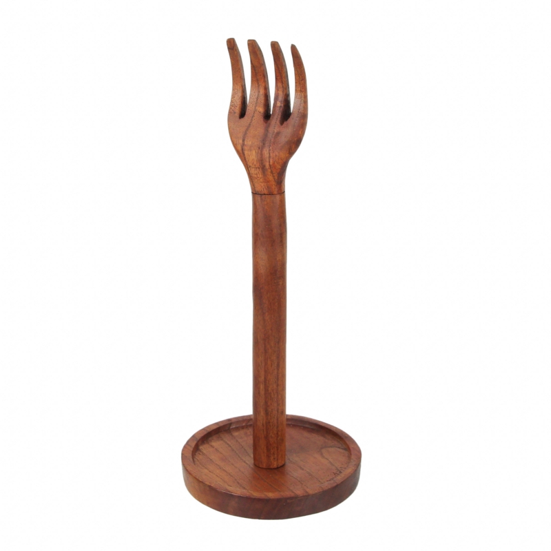 Hand-Carved Decorative Fork-Topped Paper Towel Holder