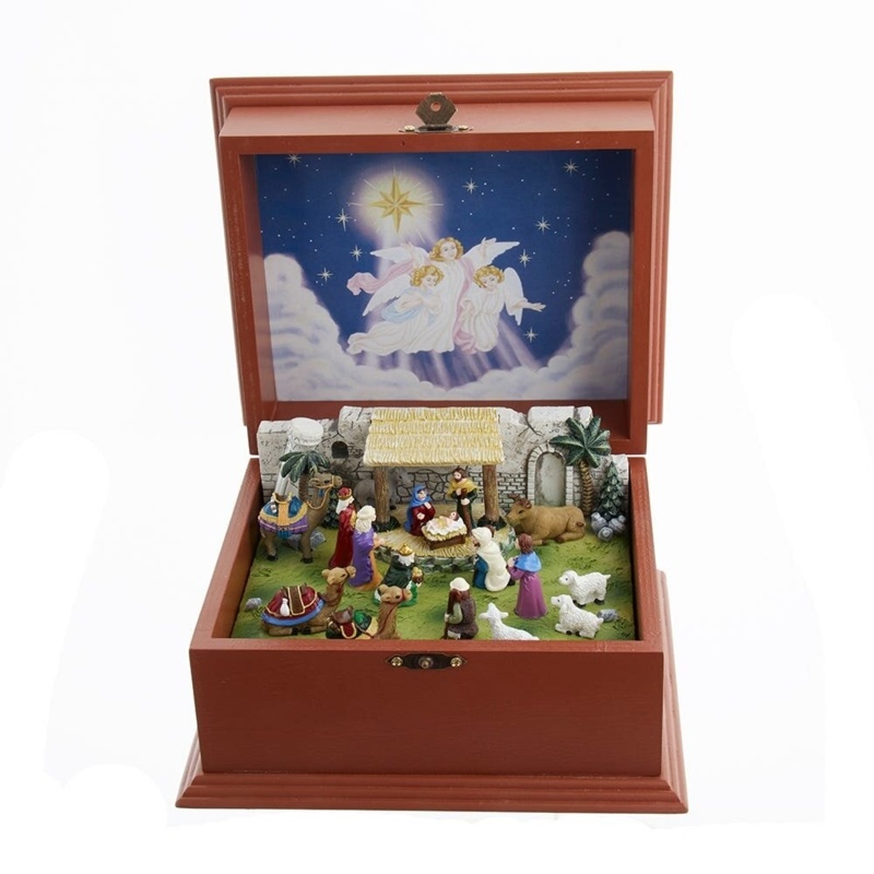 Wooden Nativity Music Box