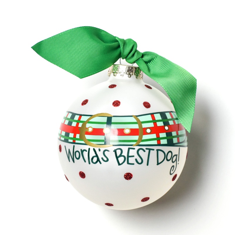 World's Best Dog Collar Glass Ball Ornament