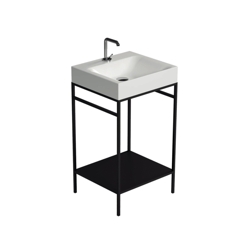 Freestanding Bathroom Vanity Unit with Matte Black Console