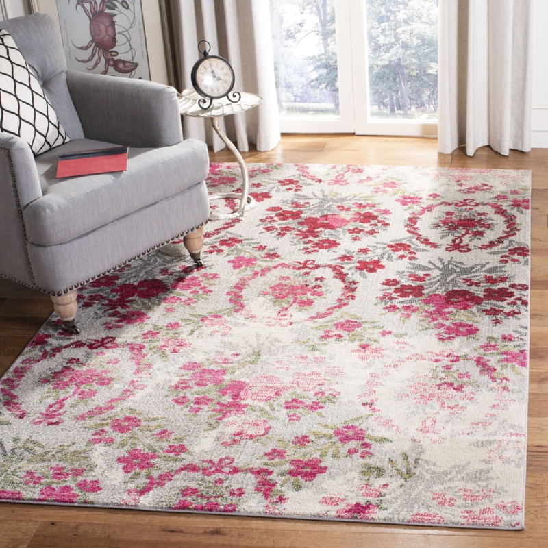 Wulfsohn Machine Woven / Power Loomed Performance Ivory/Pink Rug