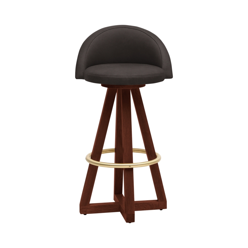 Geometric Leather Bar Stool